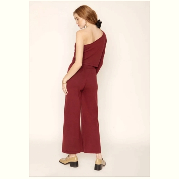 NWT Callahan x Revove Knitwear Julia Wide Leg high Waist Knit Pant Bloodstone L - Picture 2 of 5